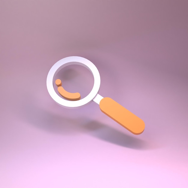 Illustrazione del rendering 3d della lente d'ingrandimento