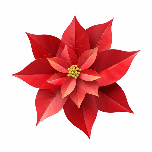 illustrazione del rendering 3D di Poinsettia di una pianta di stella di Natale pres