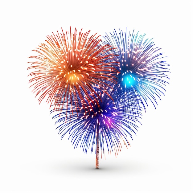 illustrazione del rendering Fireworks3D di fuochi d'artificio colorati