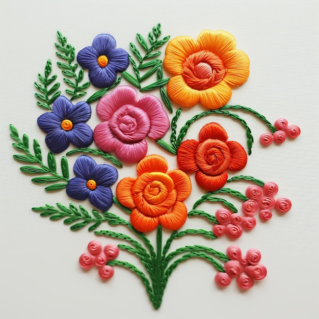 illustrazione del ricamo a mano Flower Stitch Easy 7 Seven Type