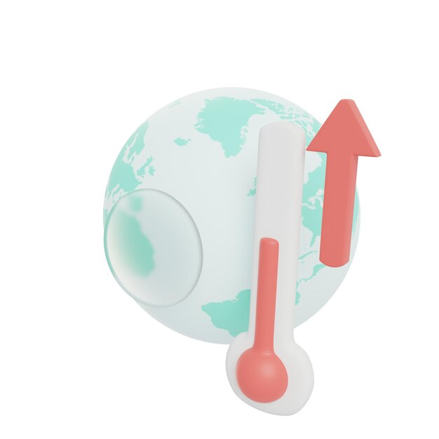 Illustrazione del riscaldamento globale 3D con sfondo trasparente