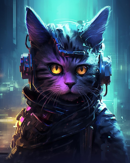 Illustrazione del ritratto di Cyber Cat
