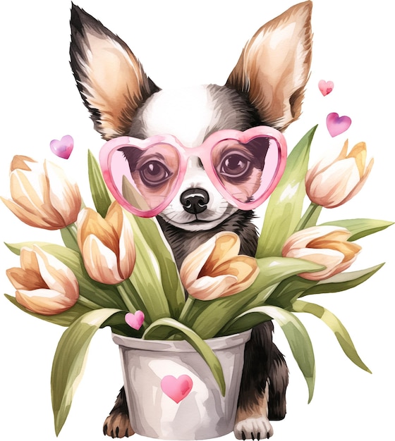 Illustrazione del ritratto di Valentine chihuahua