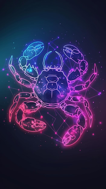 Illustrazione del segno zodiacale neonico AI generativa