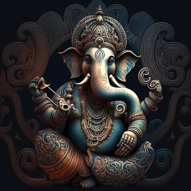 Illustrazione del signore Ganesha per ganesh chaturthi Generativo ai