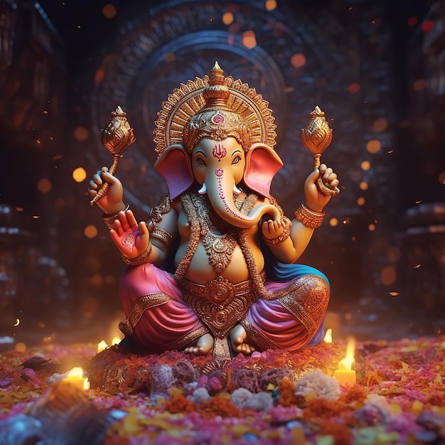 Illustrazione del signore Ganesha per ganesh chaturthi Generativo ai