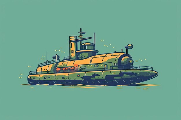 Illustrazione del sottomarino Illustrazione del trasporto AI generativa