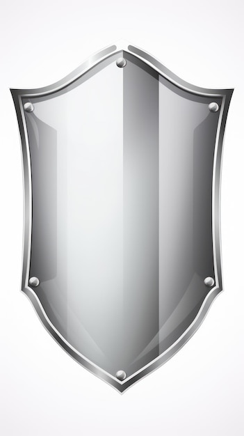 Illustrazione del telaio dello scudo in metallo con pannello riflettente in acciaio argentato generato dall'intelligenza artificiale