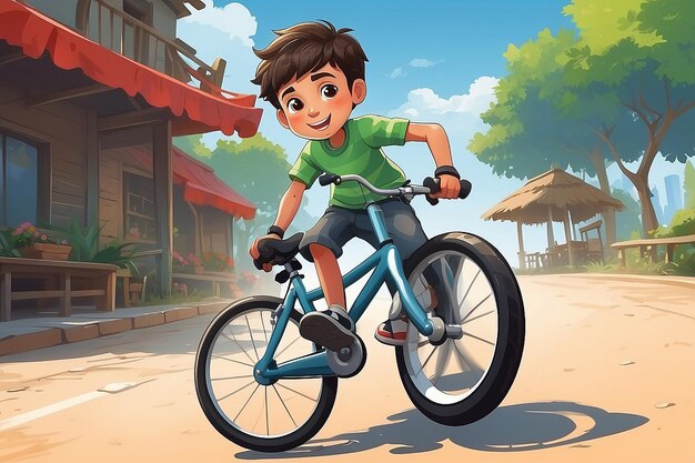 Illustrazione del vettore Cycle Joy di un ragazzo in bicicletta