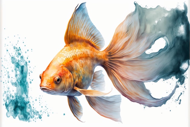 Illustrazione del vettore del pesce rosso della pittura ad acquerello Ai generativa
