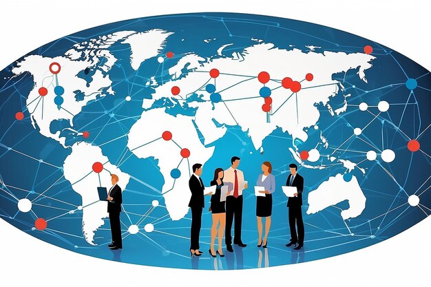 Illustrazione del vettore di business della connessione alla rete globale