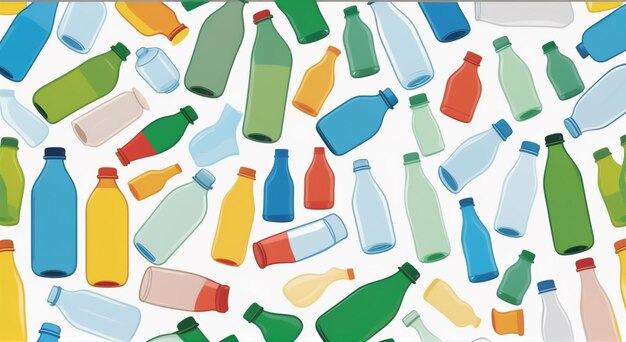 Illustrazione del vettore di minaccia delle bottiglie di plastica come modello ambientale senza cuciture