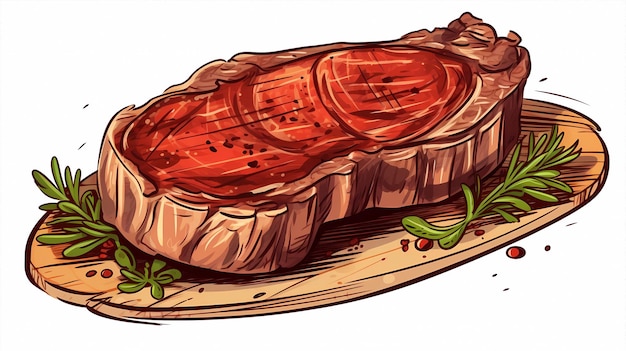 illustrazione deliziosa della bistecca del fumetto disegnato a mano