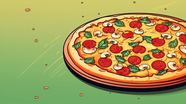 Illustrazione deliziosa della pizza del fumetto disegnato a mano