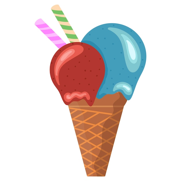 illustrazione delizioso colorato gelato waffle cono sfondo bianco