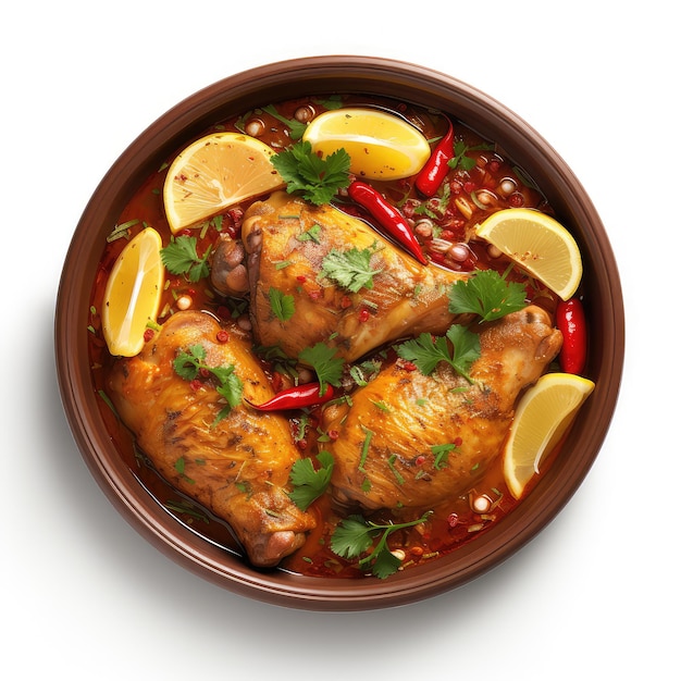 illustrazione delizioso curry di pollo su uno sfondo pulito vista superiore