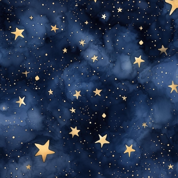 illustrazione dell'acquerello blu navy celeste notte stellata senza soluzione di continuità