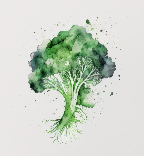 Illustrazione dell'acquerello dei broccoli AI GenerativexA