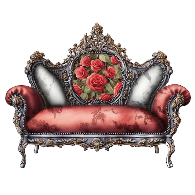 Illustrazione dell'acquerello del divano gotico