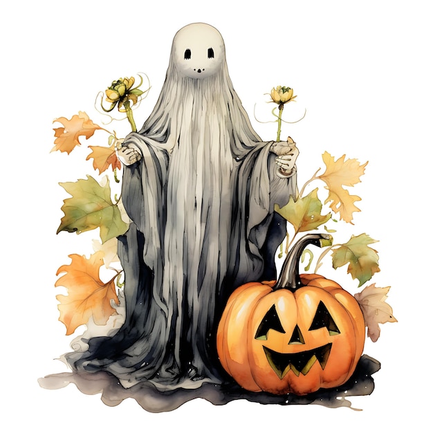 illustrazione dell'acquerello del fantasma di Halloween