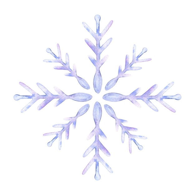 Illustrazione dell'acquerello del fiocco di neve Isolata Vacanze decorazione tradizionale simbolo dell'inverno e del freddo
