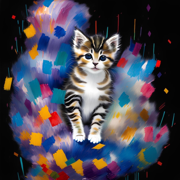 Illustrazione dell'acquerello del gattino carino AI generativa