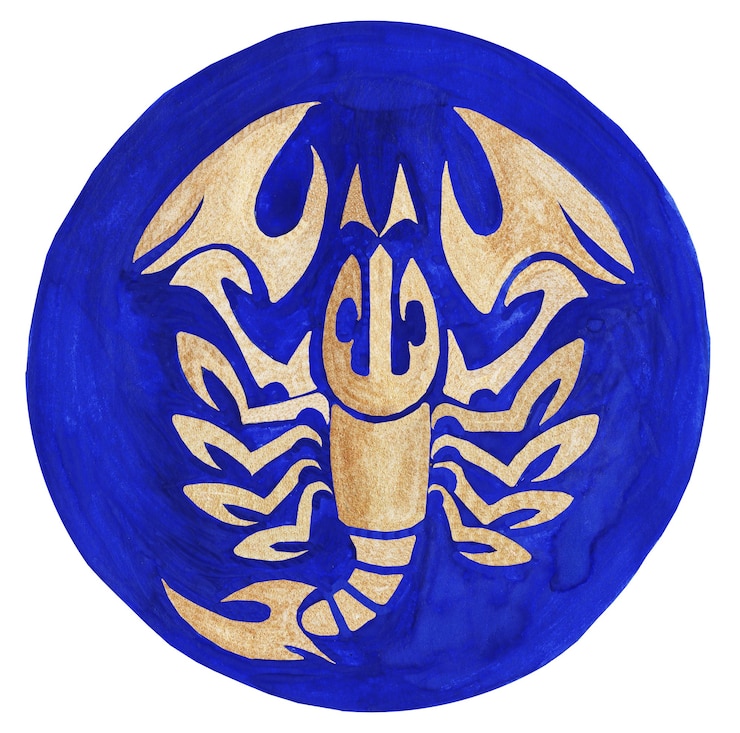 Foto illustrazione dell'acquerello del simbolo dello zodiaco dello scorpionel'immagine raster dell'astrologia dell'icona dello zodiaco scorpione