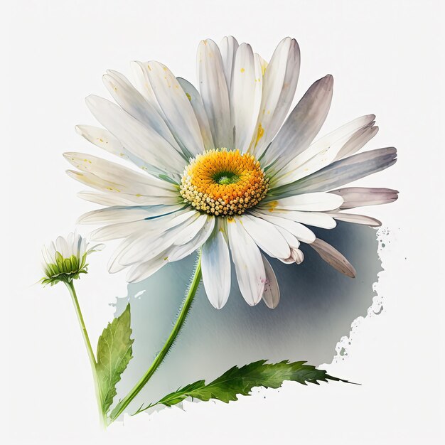 Illustrazione dell'acquerello della camomilla su sfondo bianco Arte del fiore