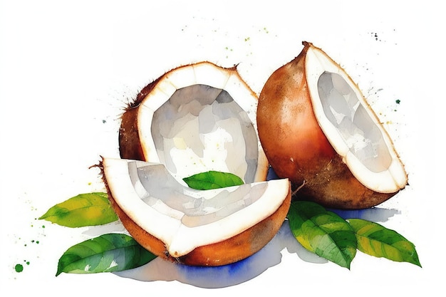 Illustrazione dell'acquerello della palma da cocco tropicale AI generativa