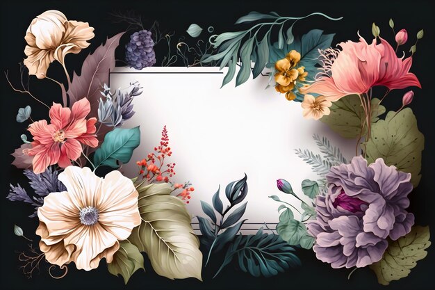 Illustrazione dell'acquerello della struttura floreale dei fiori dell'annata sul fondo bianco della carta