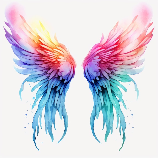 Illustrazione dell'acquerello delle ali dell'angelo celeste