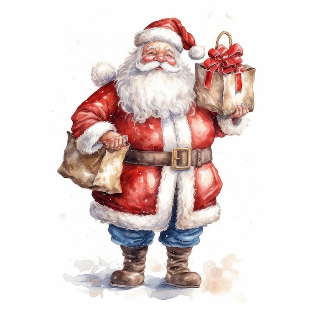 illustrazione dell'acquerello di babbo natale