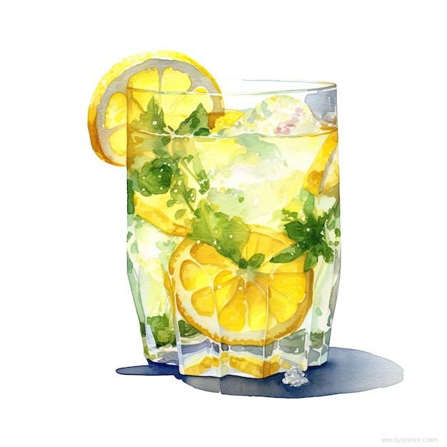 Illustrazione dell'acquerello di limonata ai generativa