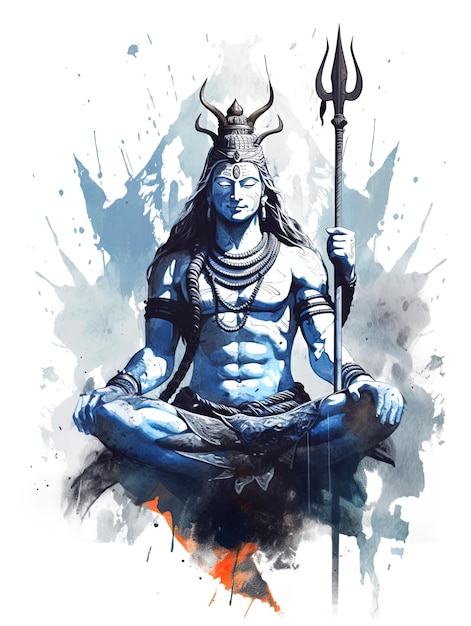 Illustrazione dell'acquerello di Shiva del dio indù