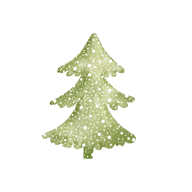 Illustrazione dell'acquerello di un albero di Natale isolato su sfondo bianco.
