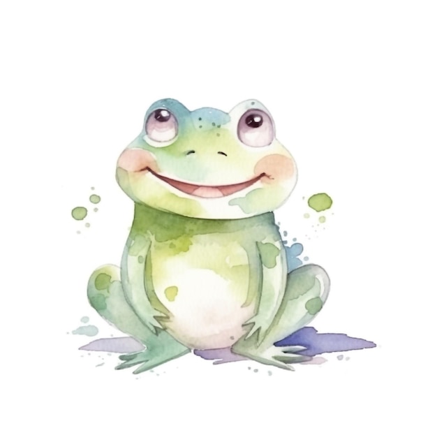 Illustrazione dell'acquerello di una rana con un grande sorriso.