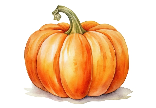 Illustrazione dell'acquerello di zucca matura isolata su priorità bassa bianca