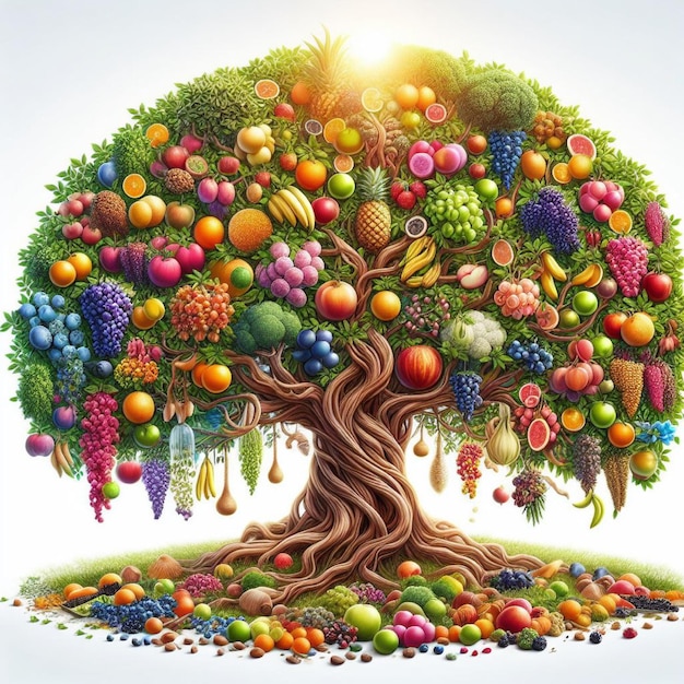 Illustrazione dell'albero da frutto colorato tu bishvat