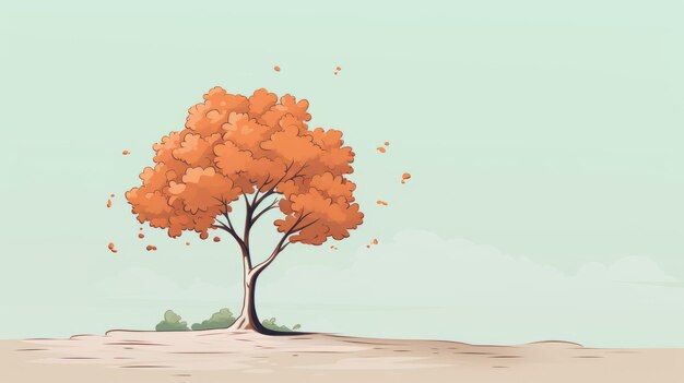 Illustrazione dell'albero del fumetto ultra minimalista su sfondo pastello