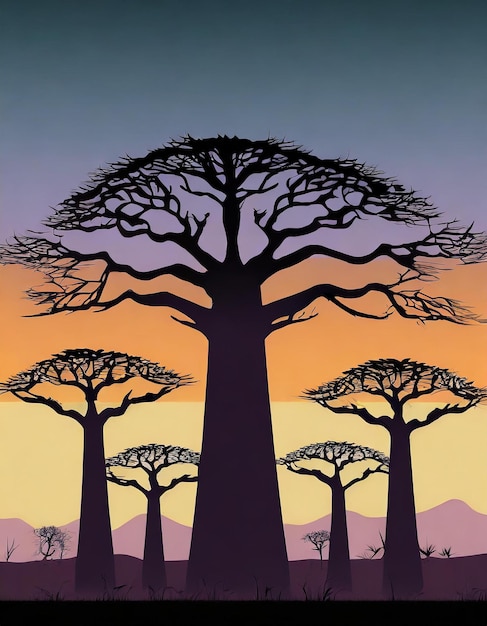 Illustrazione dell'albero di baobab