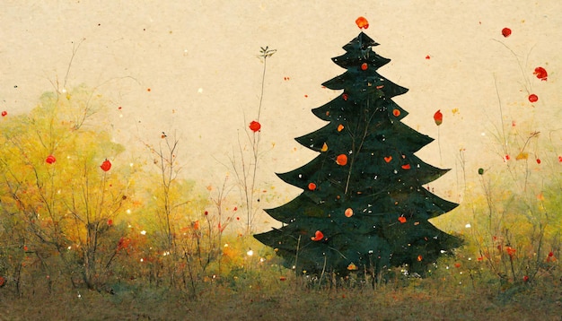 illustrazione dell'albero di natale su carta