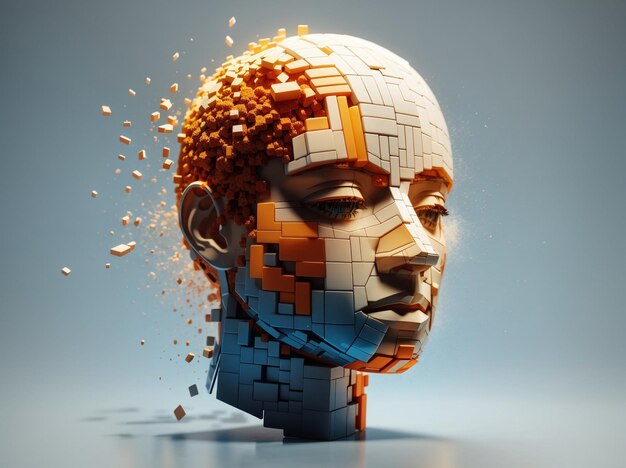 Illustrazione dell'alone mentale 3D della cognizione umana