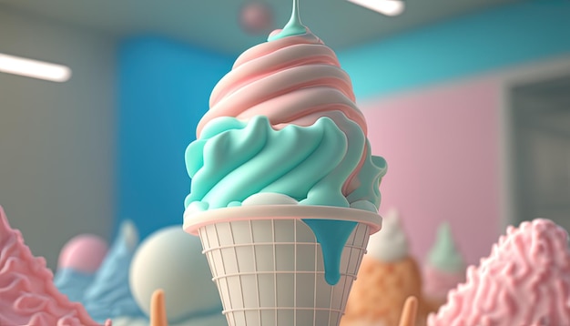 Illustrazione dell'arte digitale del gelato soft serve AI generativa