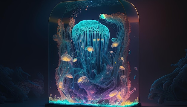Illustrazione dell'arte digitale del portale delle meduse AI generativa