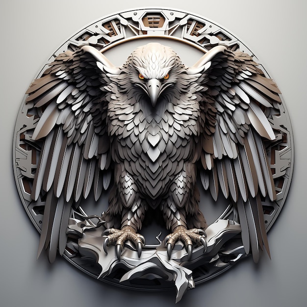 Illustrazione dell'emblema dell'Aquila sullo sfondo bianco del logo del cerchio d'argento