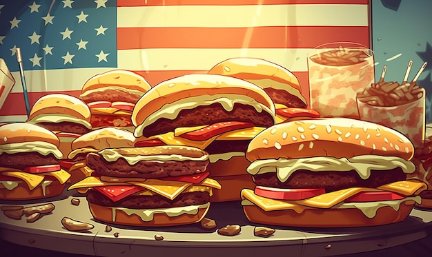 Illustrazione dell'hamburger per celebrare la giornata nazionale dell'hamburger