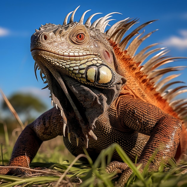 illustrazione dell'iguana a corpo intero nella vista ampia della fauna selvatica