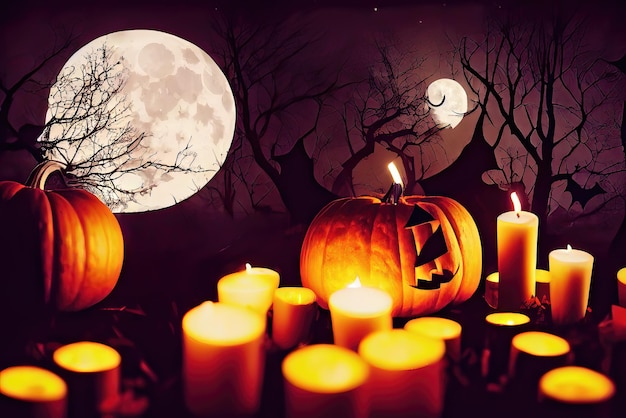 Illustrazione dell'immagine di sfondo del tema del concetto di notte di Halloween