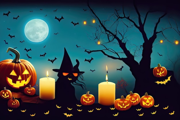 Illustrazione dell'immagine di sfondo del tema del concetto di notte di Halloween