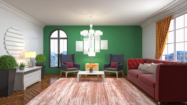 Illustrazione dell'interno del soggiorno